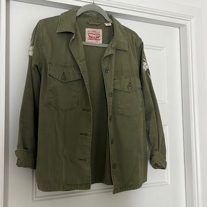 Levi’s green utility jacket with stitching
